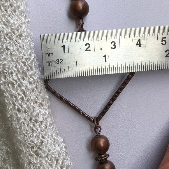 Stylish Square and Oval Link Necklace in Antique Copper - Picture 3 of 4